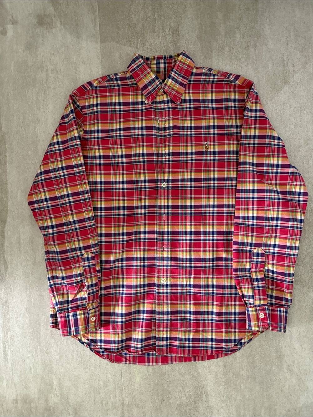 Polo Ralph Lauren Long Sleeve Plaid Button Down Shirt Men's Large Mardi Gras